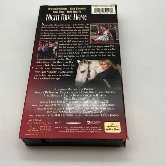 Night Ride Home VHS TV‎ Movie Drama Rebecca De Mornay Hallmark Hall of Fame - Picture 2 of 3